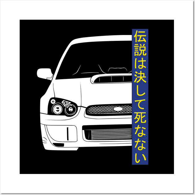 Impreza WRX STI Rallye JDM Tuning Car 90s "Legends never die" Wall Art by Automotive Apparel & Accessoires